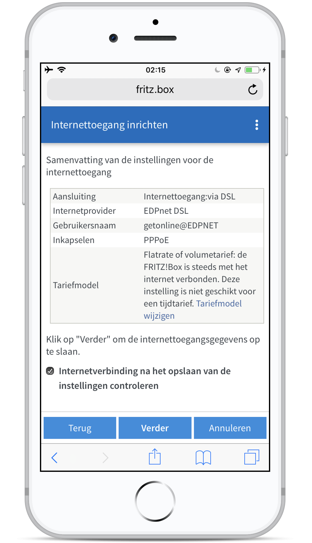 Hoe kan ik mijn FRITZ!Box configureren als ik alleen een smartphone heb